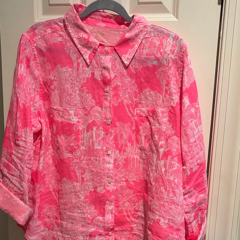 Lilly Pulitzer Pink Button-Up Blouse